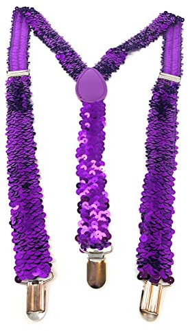 Cadoline Lila Herren-Hosenträger aus Polyester mit Pailletten, 100 x 2,5 cm
