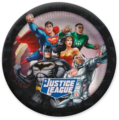 Party Factory Justice League 10x Pappteller, Einwegteller bunt, Ø23cm, Partyteller zum Kindergeburtstag, Mottoparty