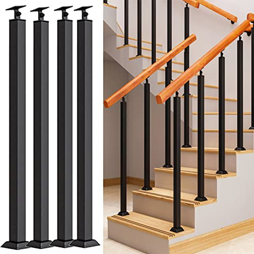 Glas Geländerpfosten Treppengeländer Für Innen Und Außen, Eingangsgeländer Metall Schmiedeeisen Transitional Handlauf Post, Für Flur Innenbereich Treppe Terrasse Veranda