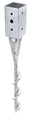 siwitec Einschraub-Bodenhülse für Vierkantpfosten, feuerverzinkter Stahl, Länge 595 mm, 91 x 91 mm, witterungs- und korrosionsbeständig, Einschlag Bodenhülsen, Bodenhülsen für Holzpfosten