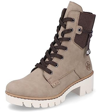 Rieker Damen Schnürstiefeletten X5720, Frauen Stiefeletten,Chukka Boots,schnürboots,Stiefel,Bootee,Booties,halbstiefel,beige (64),38 EU / 5 UK