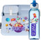 Ferocity Lunchbox Set für Kinder Mädchen zur Schule Personalisiert mit Namen Brotdose Wasserflasche Trinkflasche BPA frei Essen für Unterwegs mit Gabel und Bento Fach to Go Space [153]