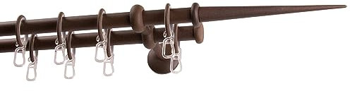 Garesa Gardinenstange Esperanca Ø 16mm, 2-läufig, Rost I Rustikale Vorhangstange inkl. Ringe + Faltenlegehaken I Mit Endknopf Spitze I Wandmontage I 210cm