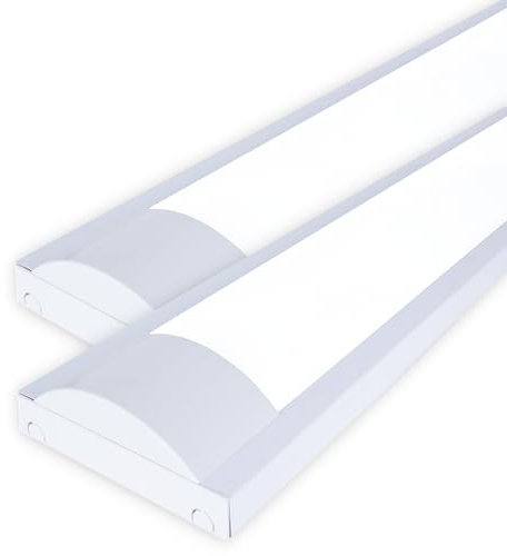 CLAR - Luminaria LED 60cm, 10W 2 Tubo, Pantalla Estanca, Tubos No Incluidos (Pack 2)