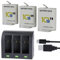 F1TP 3-Pack 2000mAh Hero 12/11/10/9 Battery and 3-Channel LED USB Storage Charger Compatible with Go pro Hero 12 11 10 9 Black