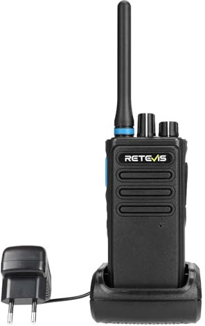 Retevis P1 Ricetrasmittenti DMR, Walkie-Talkie Lunga Distanza Superhet Relè, Digital Registrazione di 260 ore, 2500mAh Walkie Talkie Professionali per Salvataggio, Sicurezza (Nero, 1 Pezzo)