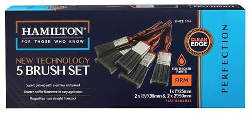 5 Piece Hamilton Perfection Clean Edge Firm Synthetic Brush Set (1 x 1, 2 x 1.5, 2 x 2)