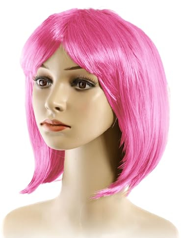 Parrucca Bob per Feste Party Cosplay Carnevale Halloween Multipack cond.5700 (Fucsia, 3Pz)