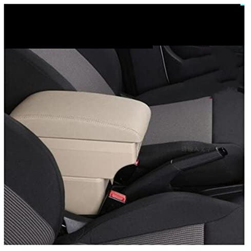 Car Armrest Box For VW For Polo 9N 2002-2009 Storage Box Center Console Cup Holder Double Armrest Armrest Hidden Storage Box (Color : C style Beige 7USB)