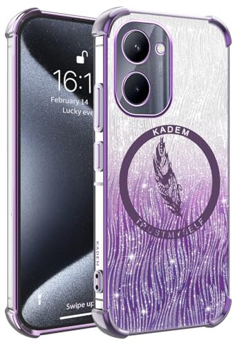 XINYEXIN Coque pour Realme C33 Étui Paillettes Transparente Housse Antichoc Ultra Fine Bling Glitter Case Slim TPU Bumper Back Cover - Violet
