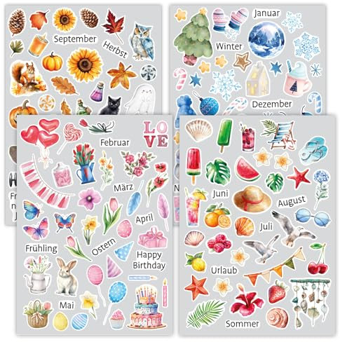 younikat Aufkleber-Set I Jahreszeiten I über 170 Sticker Motive I bunt I dv1422