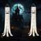 Halloween Geister Windsäcke Mit LED Lichtern, 180cm Ghost Windsack Flagge Hängende Dekoration für Innen Außen Garten Horror Mottoparty (2 Stück)