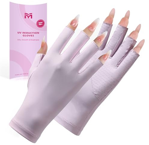 Migliore Wear UV Gloves for Gel Nails with Anti-Slip Palm, Anti UVA&UVB 9999+ UV Protection Gloves for Nail Lamp, Fingerless UV Gloves for Skin Care UV Resistant
