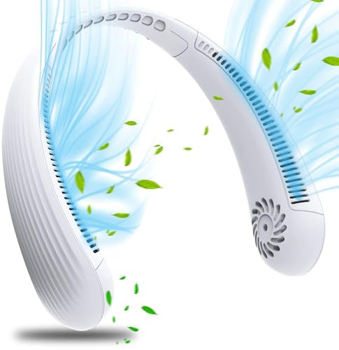 lightlux Neck Fan Portable rechargeable 3-Speed Neck Air Cooler Adjustable Super Quiet Personal Neck Fans for Men Women (ivory)