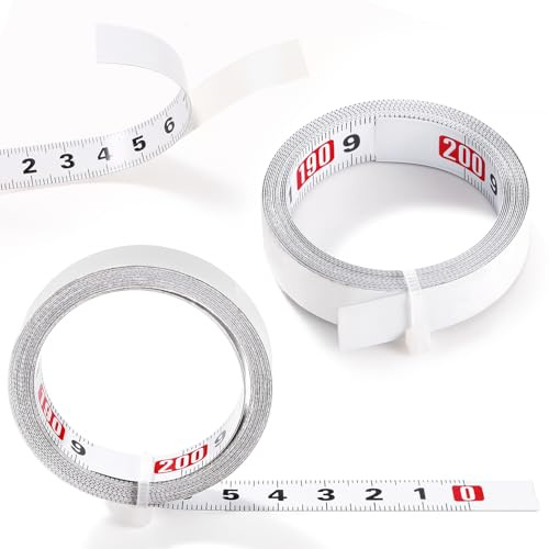 YIXISI 2 Stücke 2m Selbstklebendes Maßband, Metrisches Zum Aufkleben, Rechts Nach Links, für T-Schienen-Fräser Tischsäge, Holzbearbeitungswerkzeug, Weiß