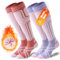 Cirorld 2 Paar Skisocken aus Merinowolle für Damen Herren, Wärmende Wolle Thermosocken Dicke Wintersocken für Kaltes Wetter, Schnee, Skifahren, Snowboarden, Rosa&Violett 39-42