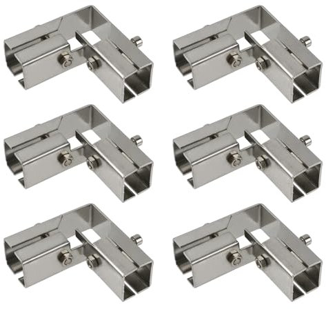 Chinflly 6 PCS Square Tube Connector,3 Way Tube Clamp Connector Tube Fittings for 1 Inch OD,Square Chain Fence Guardrail End Rails Clamps