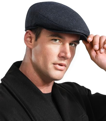 Wantonfy Baschi Scozzesi da Uomo Berretto Piatto Retro Cappello Coppola Uomo Cotone Vintage Berretto