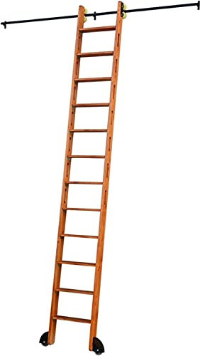 CuNtoHHH Schiebeleiter-Bibliothek, komplettes Hardware-Rollschienenset, Rollleiter-Hardware-Bibliothek (ohne Leiter), runde Rohr-Mobilleiterschiene, für Zuhause/Innenbereich/Dachboden (Größe: 3,3 ft/