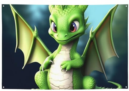 Banner Party Decor Happy Birthday Banner Hintergrund Personalisiertes Banner Schild Party Banner mit Messingösen Party Hintergrund Drache Niedliches Banner für Outdoor Indoor Weihnachtsdekorationen