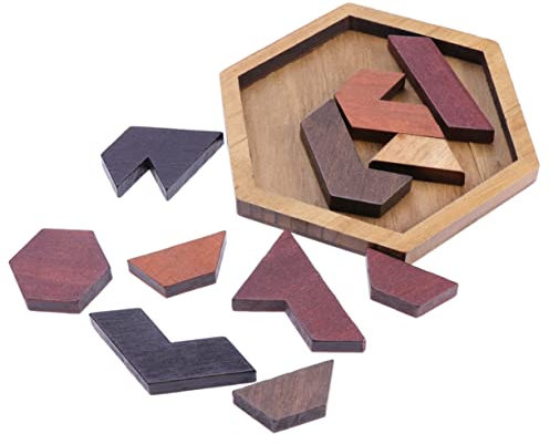 BRIGHTFUFU 12 Teiliges Holzpuzzle Set Sechseckige Tangram Legespiele Für Kreatives Denkspiel Und Gehirnspielzeug Für Kleine Entdecker