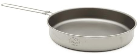 Skreppa Titanium Frying Pan - Large - Perfect for Camping, Hiking, Wildcamping, Climbing, Large Size, Super Lightweight Pan for Steak, Meals for 2