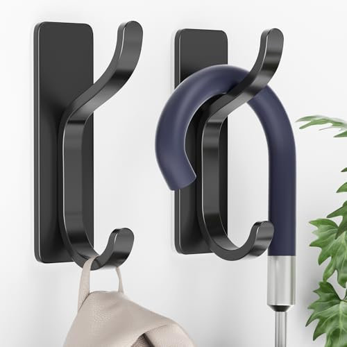 pickpiff Lot de 2 crochets auto-adhésifs pour suspension : à coller (6 kg) - Crochet adhésif pour mur, porte, cuisine, salle de bain - Idéal pour manteau, serviette, vêtements, clés, sac à main
