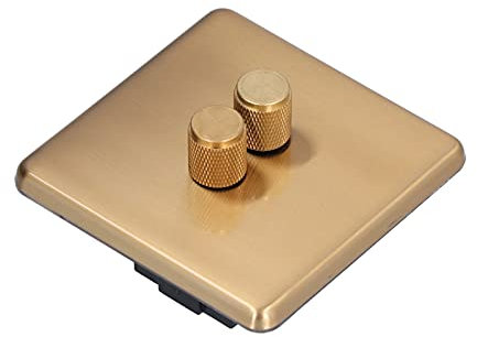 Interruptores de Luz Atenuados Interruptor de Latón Cepillado Elegante AC220V Dorado (Atenuación doble)