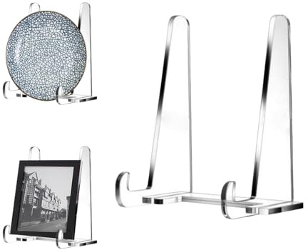 WOUYTPE Acryl Ständer, Tellerhalter Ständer, Plate Holder, Geeignet für Die Platzierung von Bilderrahmen, Platten, Fotorahmen, Bücher, Fotos (Transparente Farbe)