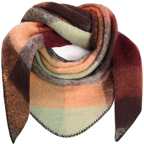 Lonya Dreieck Schal Damen XXL Strick Halstuch Dreieckstuch Damenschal Winter Bunter Schal Winterschal Kuschelig Flauschig, 195×135 CM