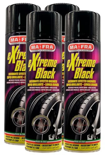 FEI FAN Lucidante Effetto Bagnato per Gomme Extreme Black Super Brillante, Lunga Durata e Resistente all'Acqua. Nero Estremo per Le Gomme 500ml (4 Spray)