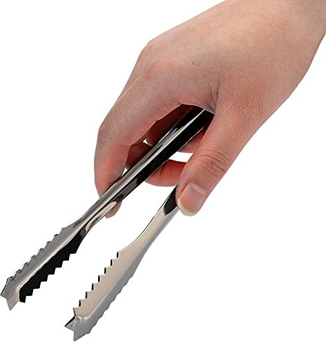 OVAQUIXI Food Tongs Edelstahl -Eisclip mit Gezackter Spitze für Effizientes Eisgreifer für Bar Restaurant Home -Nutzung (Schwarz plattiert)