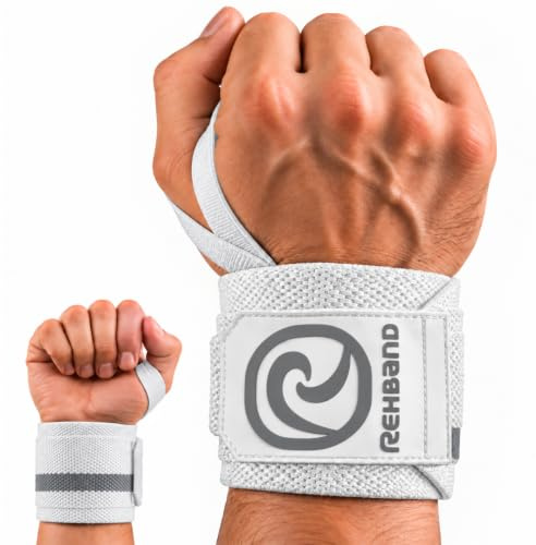 Rehband Wrist Wraps - Profi Fitness Handgelenkbandagen | Support für Kraftsport | Verstellbare Unterstützung für Bankdrücken & Powerlifting | Robust & langlebig