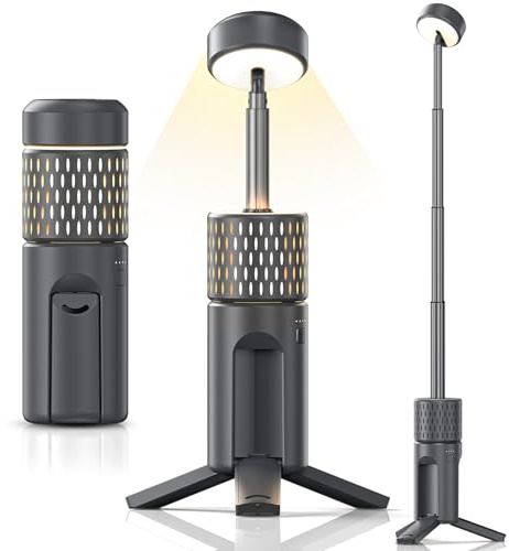 AURIVEE Teleskop Campinglampe Wiederaufladbar, 14000mAh LED Multifunktion, Magnetisch & Mit Stativ, Wasserdicht IPX5, Zeltlampe, Arbeitslampe für Camping, Outdoor, Notfall