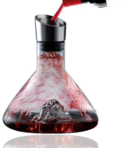 Dekanter Rotwein Iceberg Kristallglas, 1500ml Weinkaraffe mit integriertem Belüfter & Filter, Edelstahl-Ausgießer tropffrei, eleganter Weindekanter für Weinliebhaber