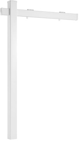 VEVOR Poteau pour Panneau Immobilier, Support de Signalisation en PVC, Hauteur 1845 mm, avec Bras de 1194 mm pour Panneaux jusqu'à 915 mm, pour Maison, Jardin, Extérieur, Blanc (Panneau Non Inclus)