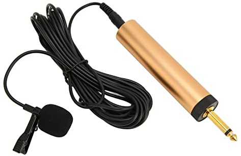 Yobadam 16.4ft Cable Wired Lavalier Microphone, 3.5mm Omnidirectional Condenser Mic, Clamp/Holder On Lapel Microphone with 6.5mm Adapter, Ideal for Phones, Cameras & Computer