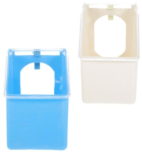 Toddmomy 2Pcs Plastic Pigeon Feeding Containers Hanging Feeder with Health Grit Box for Bird Cage Use
