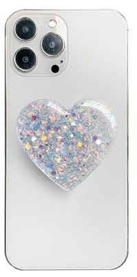 XFQINPLI Mobile Phone Grip Stand Glitter Heart Shaped Expanding Kickstand Love Airbag Finger Holder Cellphone Accessory Phones Support Base Compatible with Smartphones Tablets (D)