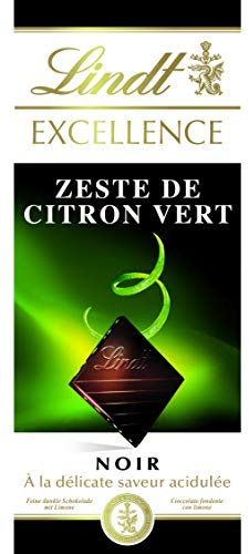 Lindt - Tablette Zeste de Citron Vert EXCELLENCE - Chocolat Noir - 100g - Lot de 5