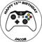 Gaming Controller Icing or wafer circle round edible cake topper Personalised (Icing)