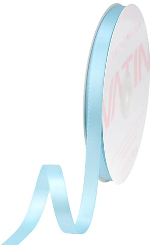 VATIN 10mm Double Faced Light Blue/Baby Blue Polyester Satin Ribbon - 45 Metre for Gift Wrapping Ornaments Party Favor Braids Baby Shower Decoration Floral Arrangement Craft Supplies
