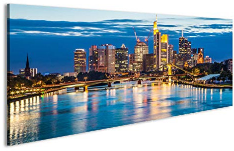 bilderfelix® Schöne Aussicht auf Frankfurt am Main Skyline in der Dämmerung, Deutschland Wandbild Leinwandbild Poster DNZ
