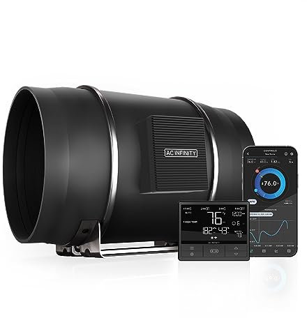 AC Infinity CLOUDLINE T12, Leiser 300mm Inline-Rohrventilator mit Temperatur-, Feuchtigkeits- VPD-Controller, WLAN-App-Integration, Lüftungs- und Abluftventilator für Heizung, Kühlung, und Growzelte