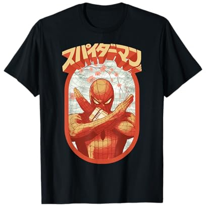 Marvel Spider-Man Retro Floral Kanji Poster T-Shirt