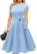 DRESSTELLS Robe Cocktail Mariage Vintage Robe Casual Femme Robe baptême col Rond Manches Courtes Blue L