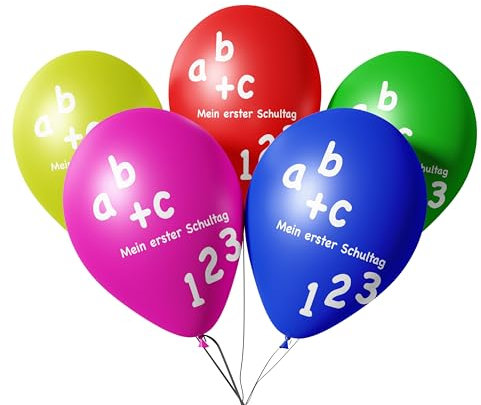 100x Luftballons Schule Luftballon Ballon Einschulung Schulanfang Schule Erster Schultag ABC Schuleinführung Schulstart Deko Dekoration für Helium und Luft