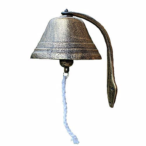ZZYE Türglocke Gusseisen Schmiedeeisen große Glocke Klingel Schulklasse Ausbildung Retro Gusseisen Tür Bronze Gartenwanddekoration 11.8x7x11.8in türglocke