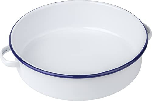 Falcon 809 20cm Enamel Serving Dish Servingdish, Steel, 1400 milliliters, White