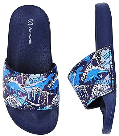 WateLves Ciabatte Bambina Estive Ciabatte Spiaggia e Piscina Antiscivolo Bambino Ragazzi e Ragazze Pantofole da Interno da Esterno a Punta Aperta(dinosauro 29EU)